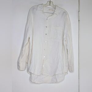 ELECTRIC & ROSE Farrah oversized gauze shirt in white , large